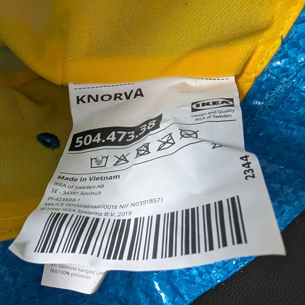 IKEA KNORVA Bucket Hat Blue Yellow FRAKTA Bag Recycled Tote Material‎ One Size